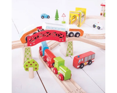 BigJigs BJT018 Houten Trein 124-delige Treinset Transport 11 BigJigs BJT018 Houten Trein 124-delige Treinset Transport - Afbeelding 9