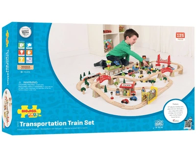 BigJigs BJT018 Houten Trein 124-delige Treinset Transport 3 BigJigs BJT018 Houten Trein 124-delige Treinset Transport