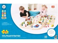 BigJigs BJT032 City Road & Rail Houten Treinbaan -Speel Actief Verkoop bigjigs treinset bjt032 treinen en autobaanset houten trein.jpeg 1