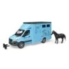 Bruder 2674 MB-Sprinter Paardentransporter + Paard -Speel Actief Verkoop bruder 2674 mercedes benz sprinter paardenvervoer paarden transporter blauw