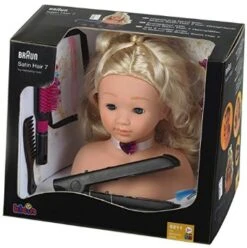 Kapkop Met Braun Satin Hair 7 Stijltang -Speel Actief Verkoop kapkop stijltang theo klein 5245 1 1